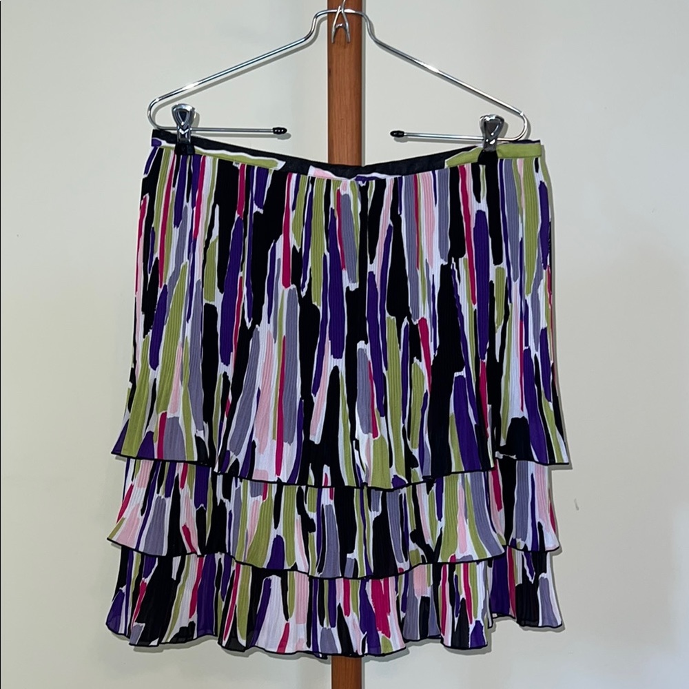 Larry Levine Purple and Black Tiered Mini Skirt